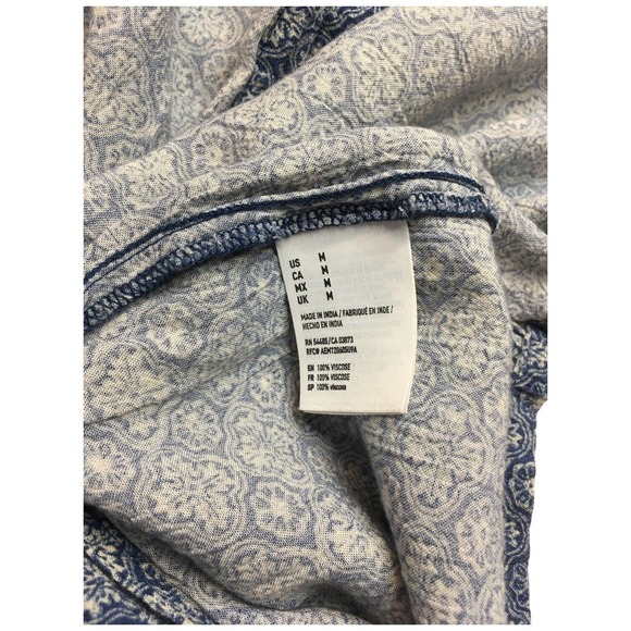 American Eagle Maxi V Neck Sleeveless Drape Arm Racerback Geometric Dress Blue M - Picture 11 of 13